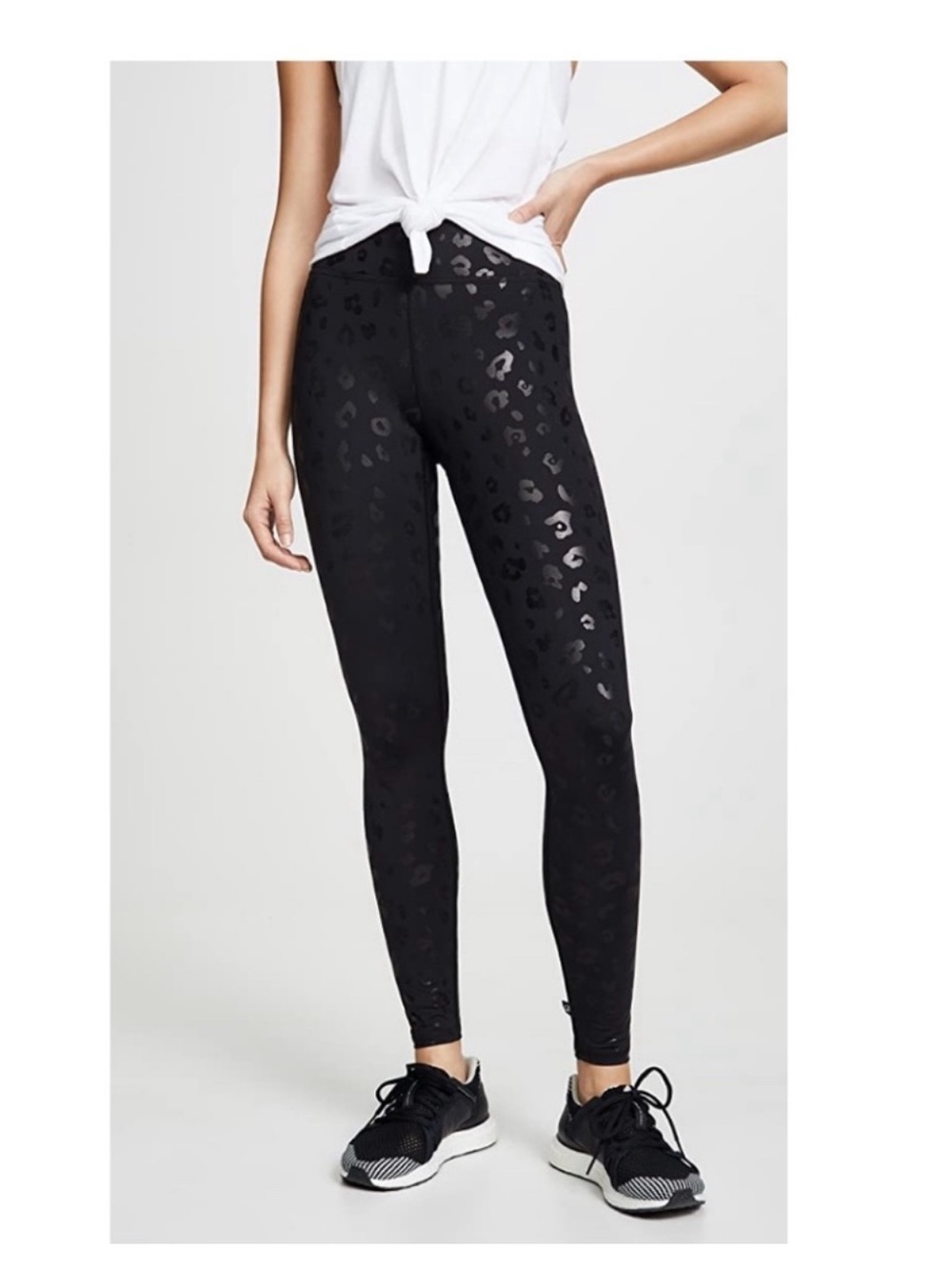 Terez Cheetah Foil Leggings in Black.